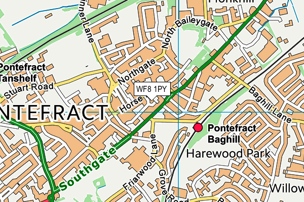 WF8 1PY map - OS VectorMap District (Ordnance Survey)