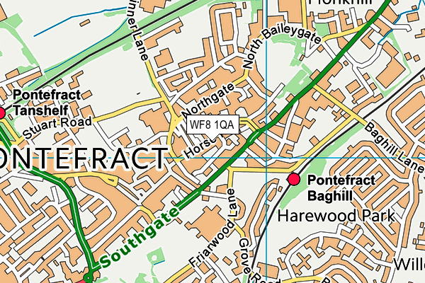 WF8 1QA map - OS VectorMap District (Ordnance Survey)