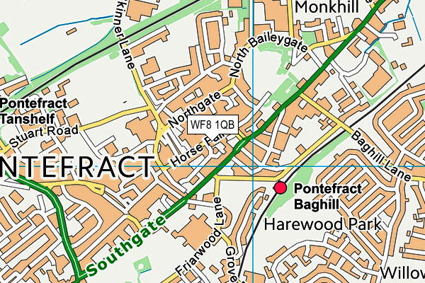 WF8 1QB map - OS VectorMap District (Ordnance Survey)