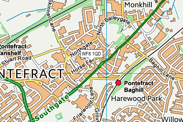 WF8 1QD map - OS VectorMap District (Ordnance Survey)