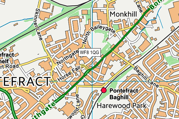 WF8 1QG map - OS VectorMap District (Ordnance Survey)