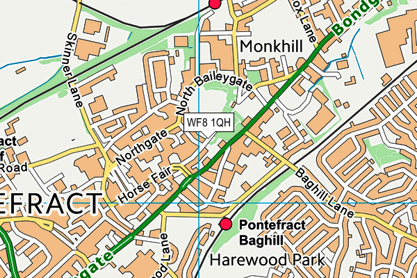 WF8 1QH map - OS VectorMap District (Ordnance Survey)