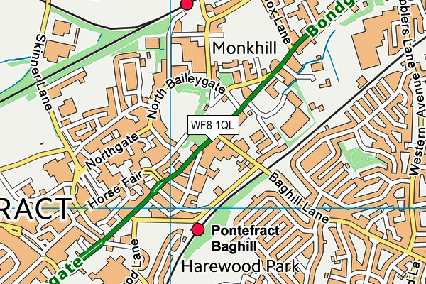 WF8 1QL map - OS VectorMap District (Ordnance Survey)