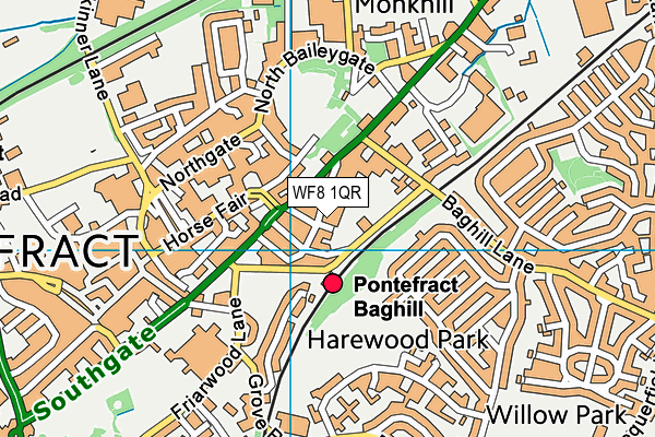 WF8 1QR map - OS VectorMap District (Ordnance Survey)