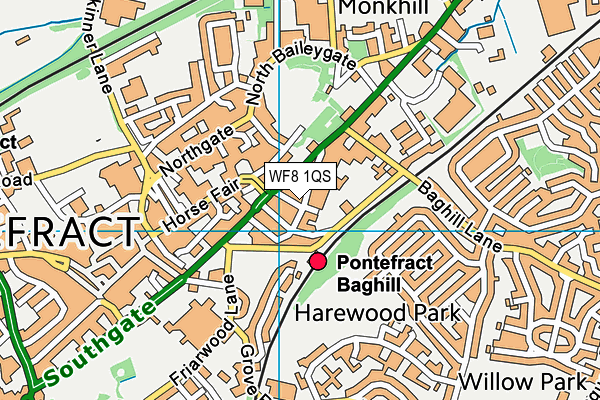 WF8 1QS map - OS VectorMap District (Ordnance Survey)