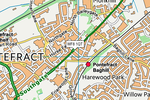 WF8 1QT map - OS VectorMap District (Ordnance Survey)