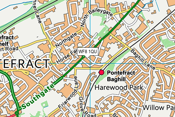 WF8 1QU map - OS VectorMap District (Ordnance Survey)