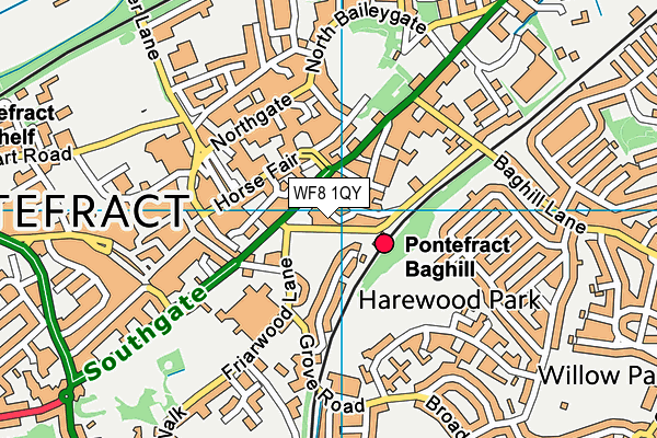 WF8 1QY map - OS VectorMap District (Ordnance Survey)