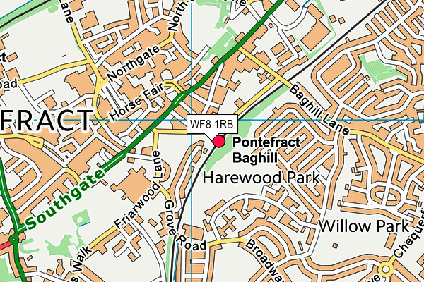 WF8 1RB map - OS VectorMap District (Ordnance Survey)