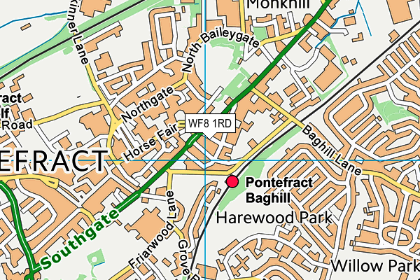 WF8 1RD map - OS VectorMap District (Ordnance Survey)