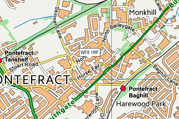 WF8 1RF map - OS VectorMap District (Ordnance Survey)