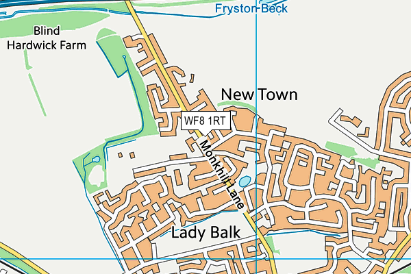 WF8 1RT map - OS VectorMap District (Ordnance Survey)