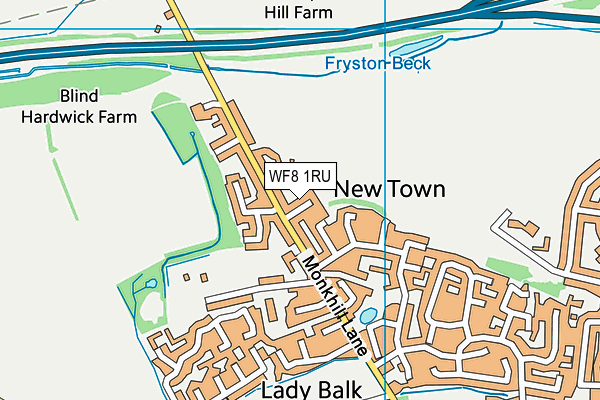 WF8 1RU map - OS VectorMap District (Ordnance Survey)