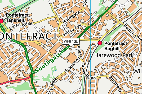 WF8 1SL map - OS VectorMap District (Ordnance Survey)