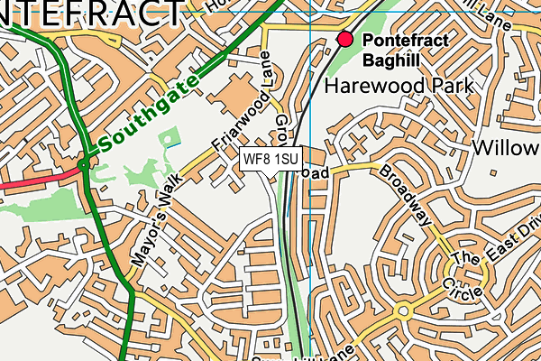 WF8 1SU map - OS VectorMap District (Ordnance Survey)