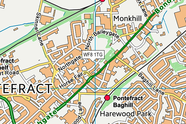 WF8 1TG map - OS VectorMap District (Ordnance Survey)