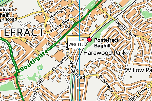 WF8 1TJ map - OS VectorMap District (Ordnance Survey)