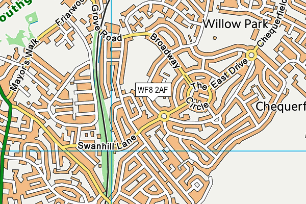 WF8 2AF map - OS VectorMap District (Ordnance Survey)