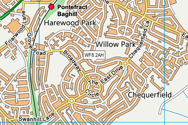 WF8 2AH map - OS VectorMap District (Ordnance Survey)