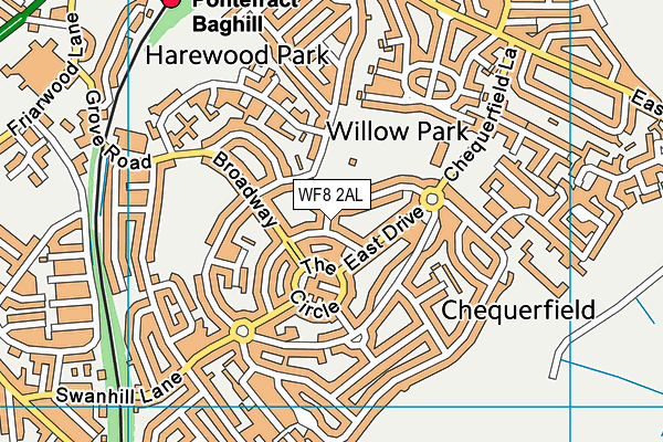 WF8 2AL map - OS VectorMap District (Ordnance Survey)