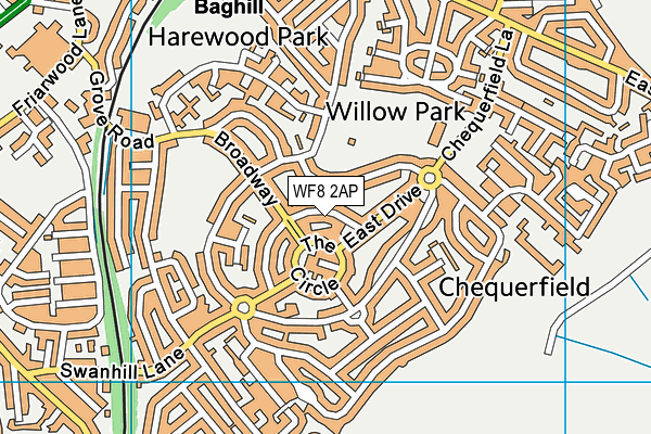 WF8 2AP map - OS VectorMap District (Ordnance Survey)