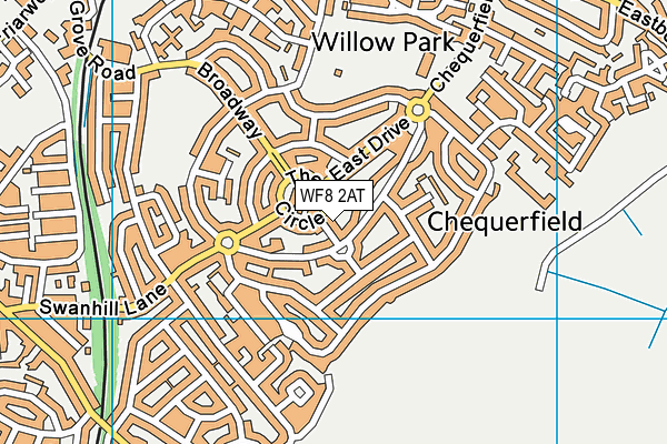 WF8 2AT map - OS VectorMap District (Ordnance Survey)