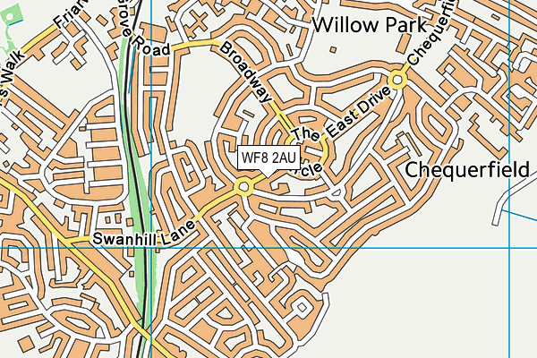 WF8 2AU map - OS VectorMap District (Ordnance Survey)