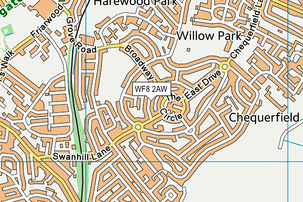 WF8 2AW map - OS VectorMap District (Ordnance Survey)