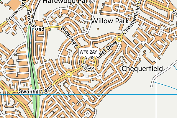 WF8 2AY map - OS VectorMap District (Ordnance Survey)