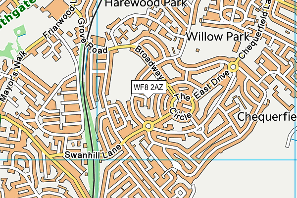 WF8 2AZ map - OS VectorMap District (Ordnance Survey)