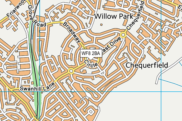 WF8 2BA map - OS VectorMap District (Ordnance Survey)