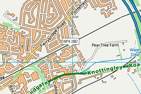 WF8 2BD map - OS VectorMap District (Ordnance Survey)