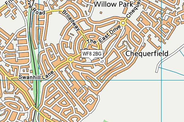 WF8 2BG map - OS VectorMap District (Ordnance Survey)