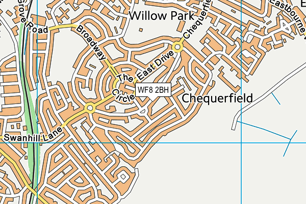 WF8 2BH map - OS VectorMap District (Ordnance Survey)