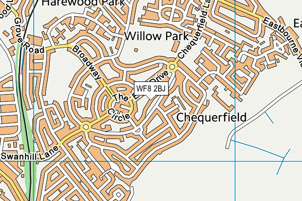 WF8 2BJ map - OS VectorMap District (Ordnance Survey)