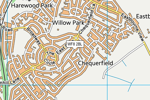 WF8 2BL map - OS VectorMap District (Ordnance Survey)