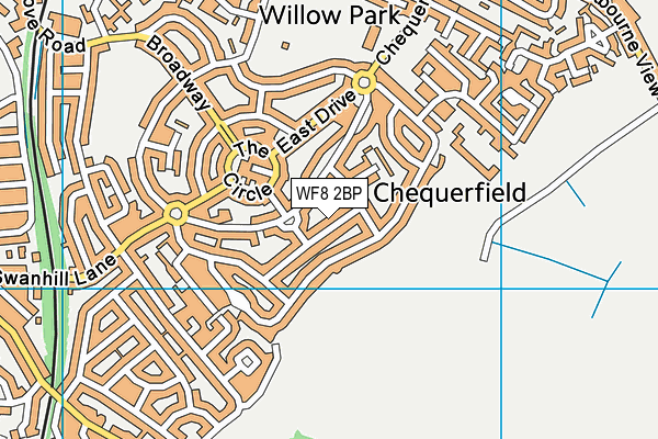 WF8 2BP map - OS VectorMap District (Ordnance Survey)