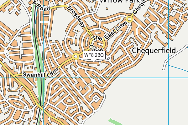 WF8 2BQ map - OS VectorMap District (Ordnance Survey)