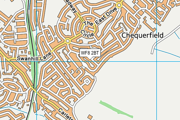 WF8 2BT map - OS VectorMap District (Ordnance Survey)