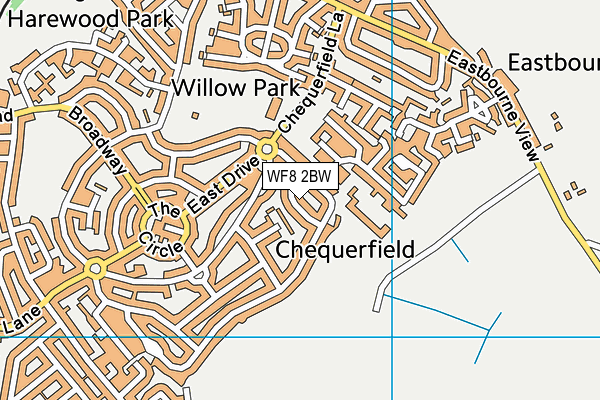 WF8 2BW map - OS VectorMap District (Ordnance Survey)