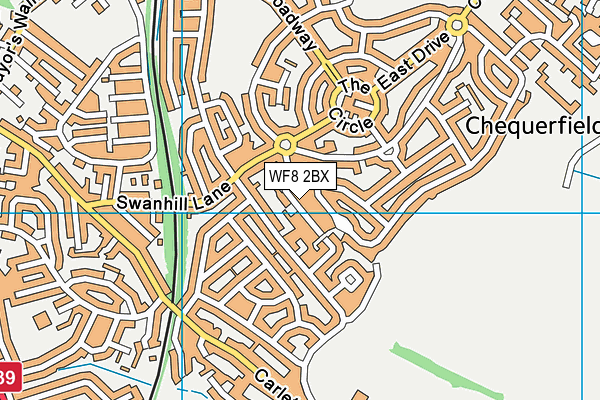WF8 2BX map - OS VectorMap District (Ordnance Survey)