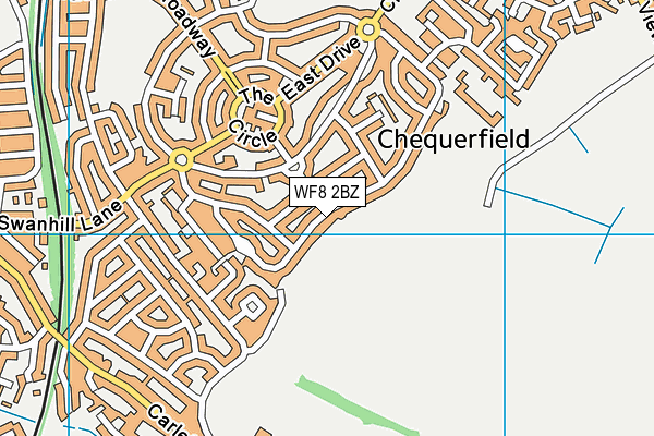 WF8 2BZ map - OS VectorMap District (Ordnance Survey)