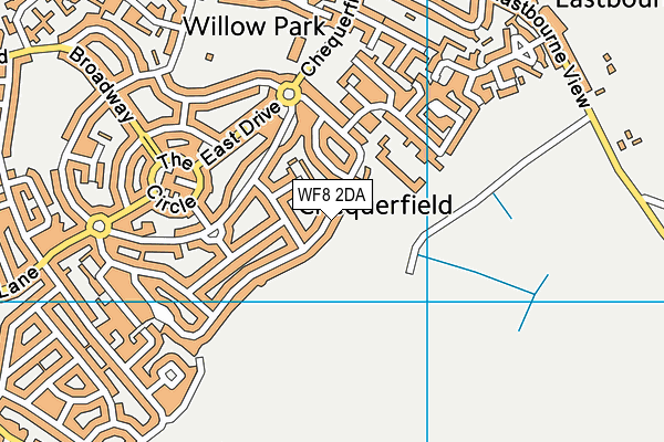 WF8 2DA map - OS VectorMap District (Ordnance Survey)