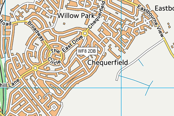 WF8 2DB map - OS VectorMap District (Ordnance Survey)