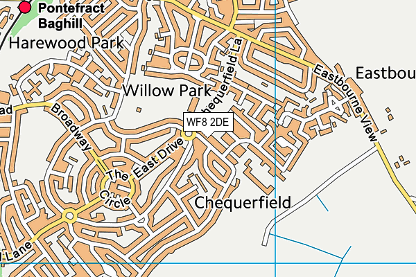 WF8 2DE map - OS VectorMap District (Ordnance Survey)