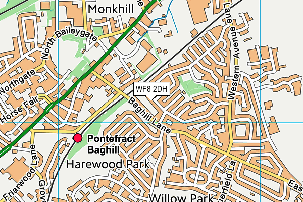 WF8 2DH map - OS VectorMap District (Ordnance Survey)