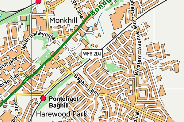 WF8 2DJ map - OS VectorMap District (Ordnance Survey)