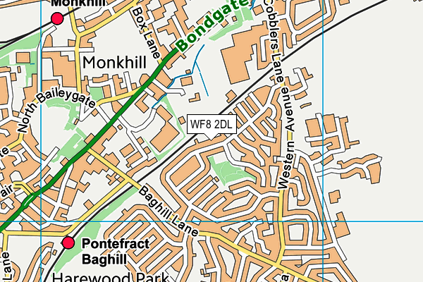 WF8 2DL map - OS VectorMap District (Ordnance Survey)