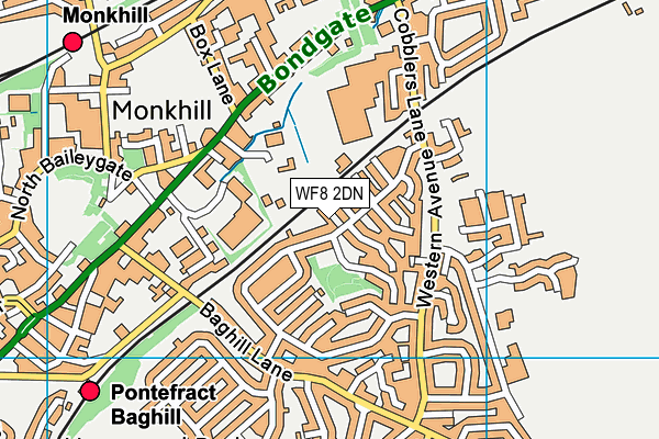 WF8 2DN map - OS VectorMap District (Ordnance Survey)