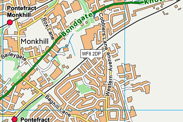 WF8 2DP map - OS VectorMap District (Ordnance Survey)